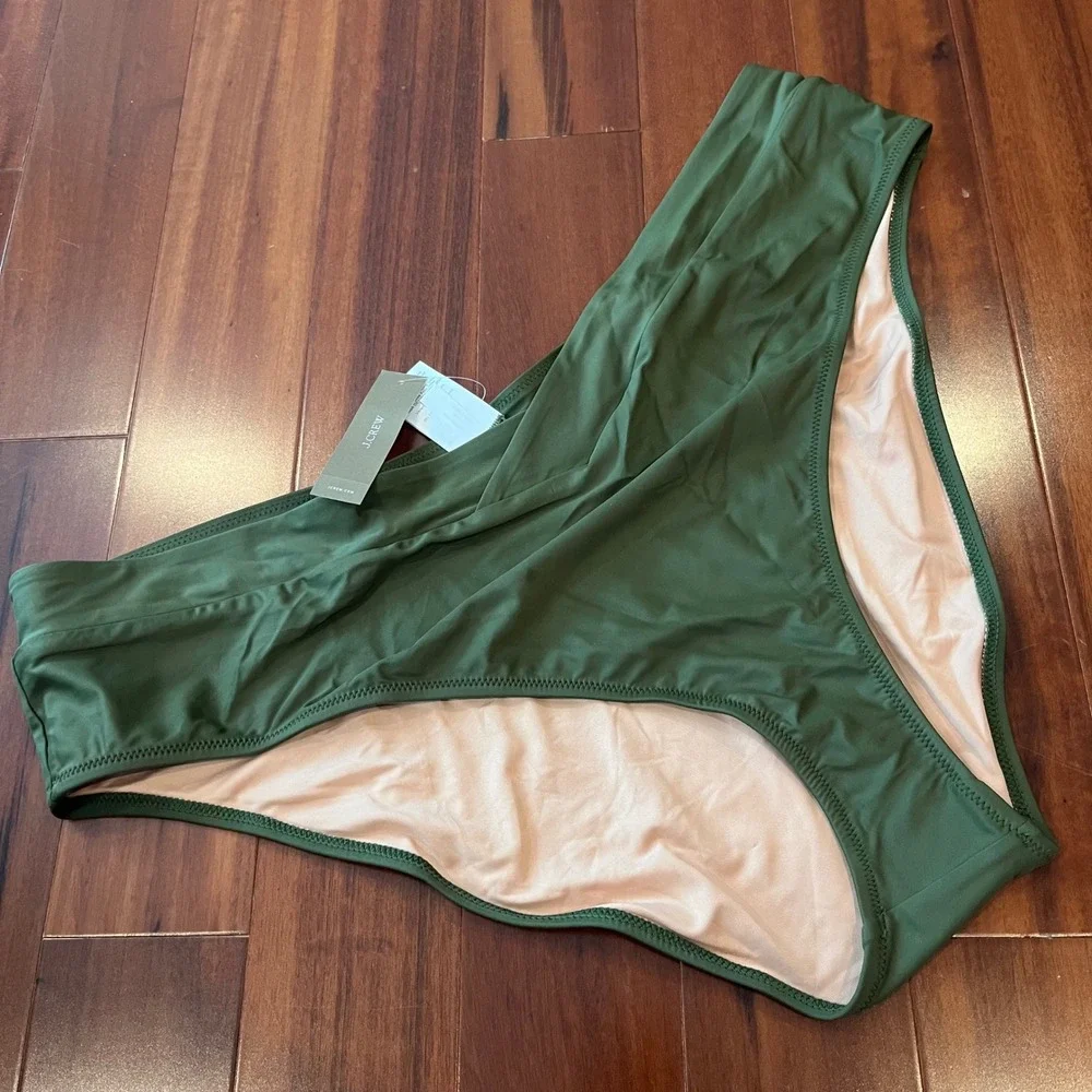 J.Crew Green Bikini Bottom Swim Olive Safari Solid BF171 New Plus Size‎ 3X